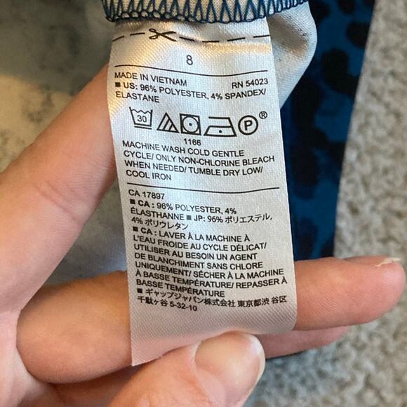 Banana Republic Midi Skirt 8 Medium Leopard Animal Print Slit Blue Y2K 80s Retro - Picture 7 of 11